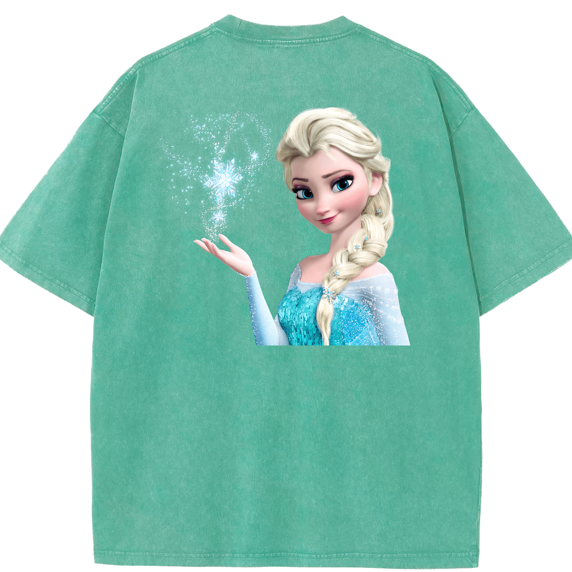 （画像用） アナと雪の女王 アンナ エルサ Frozen Anna Elsa 綿100% ヴィンテージ風 半袖Tシャツ（背面プリント）